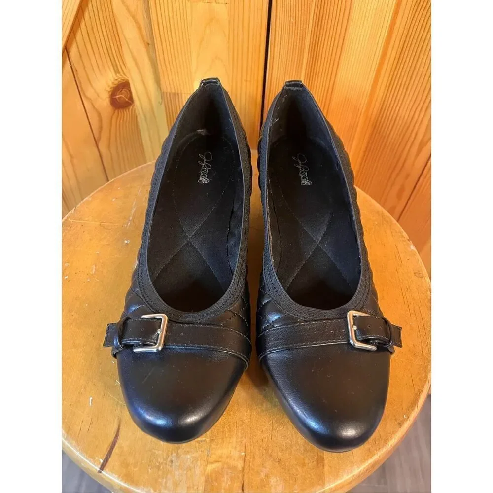 Jaclyn Smith Women's Alba Black Wedge Heel Shoes  Size 9